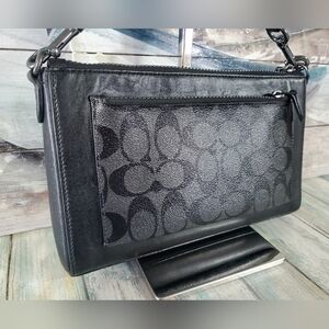 ***SOLD***Coach Holden Crossbody In Signature Leather Charcoal/Black EUC
